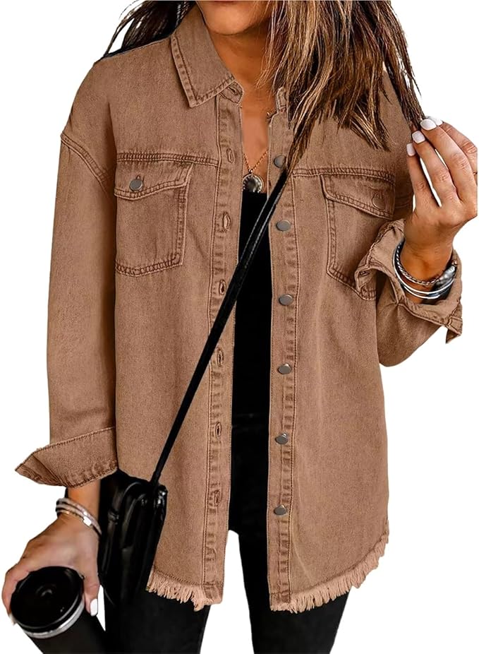 Women's Classic Denim Jacket with Button Closure and Front Pockets - TrendAura