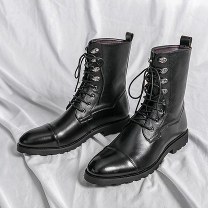 Leather Lace Up Boots For Men Luxurious Brown Handmade Calfskin With Durable Sole
