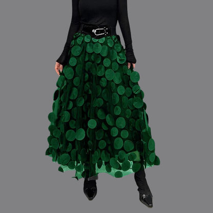 Eloura-Moda | Stylish elegant long polka dot skirt