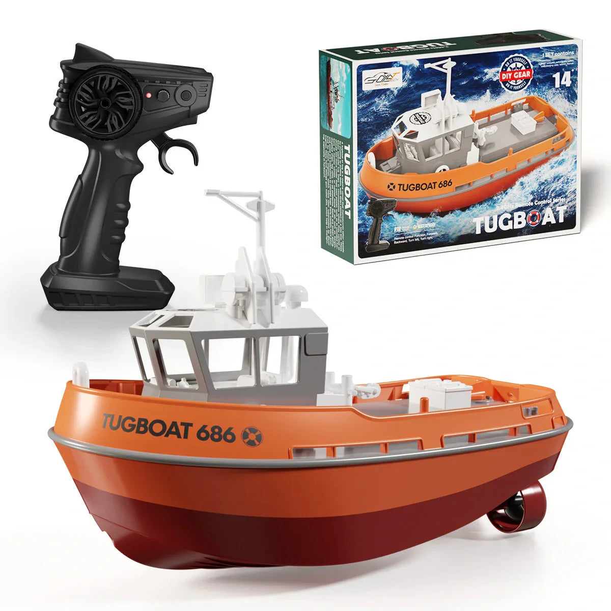 Remote Control Boat Dual Motors With Wireless Controller Powerful Tug Toy For Boys Gift
