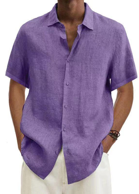 Laurence Cotton V Neck Mens Solid Color Shirt For Trendy Everyday Wear Breathable Comfort