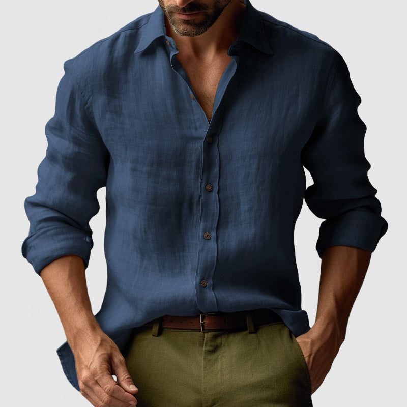Men's Button Up Long Sleeve Shirt For Effortless Style And Versatile Layering Everyday Wardrobe Essential