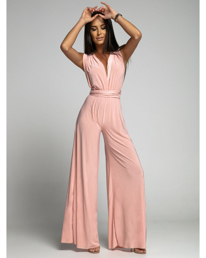 Emily – Deep V-Neck Sleeveless Backless Jumpsuit
