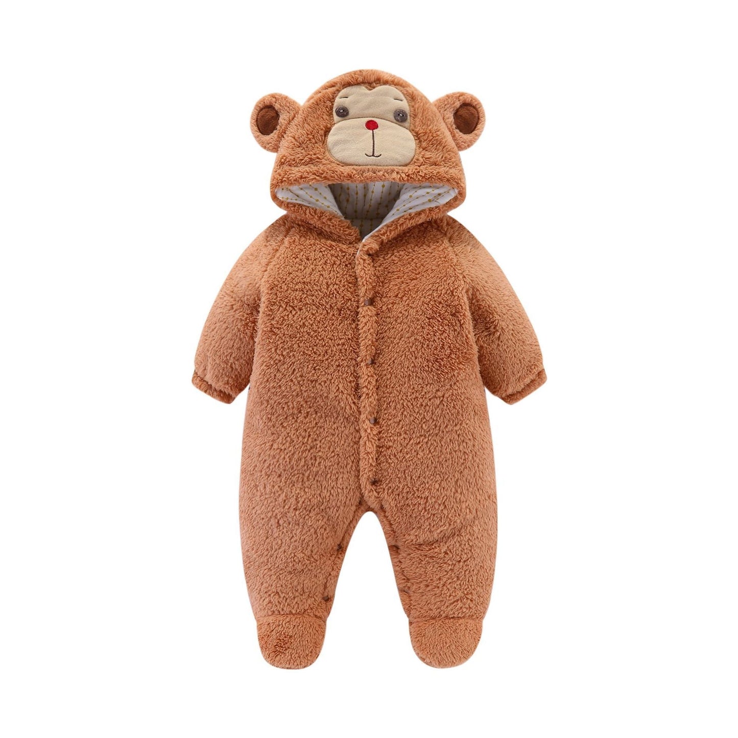 Fluffy baby romper with animal hood