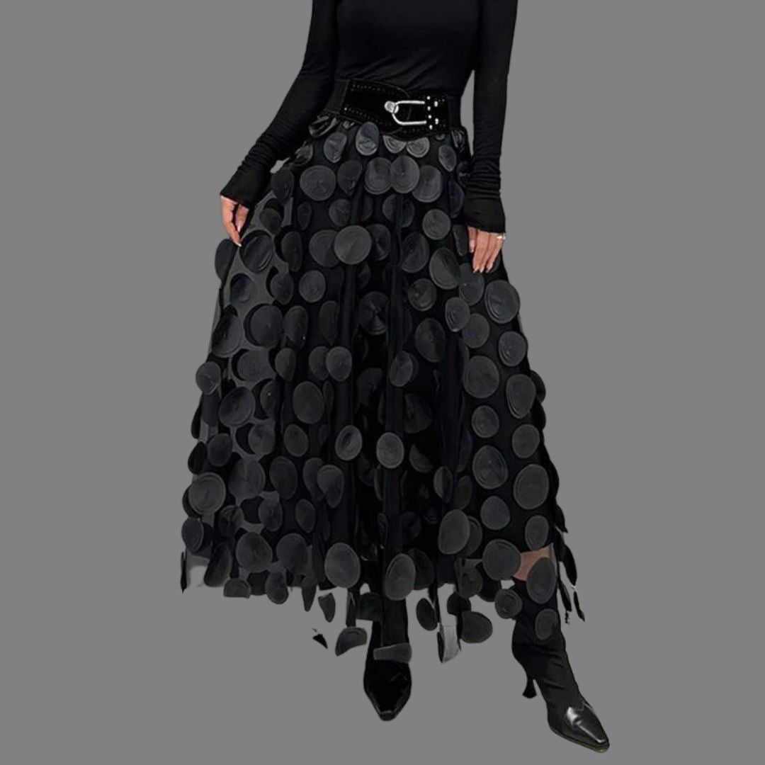 Eloura-Moda | Stylish elegant long polka dot skirt