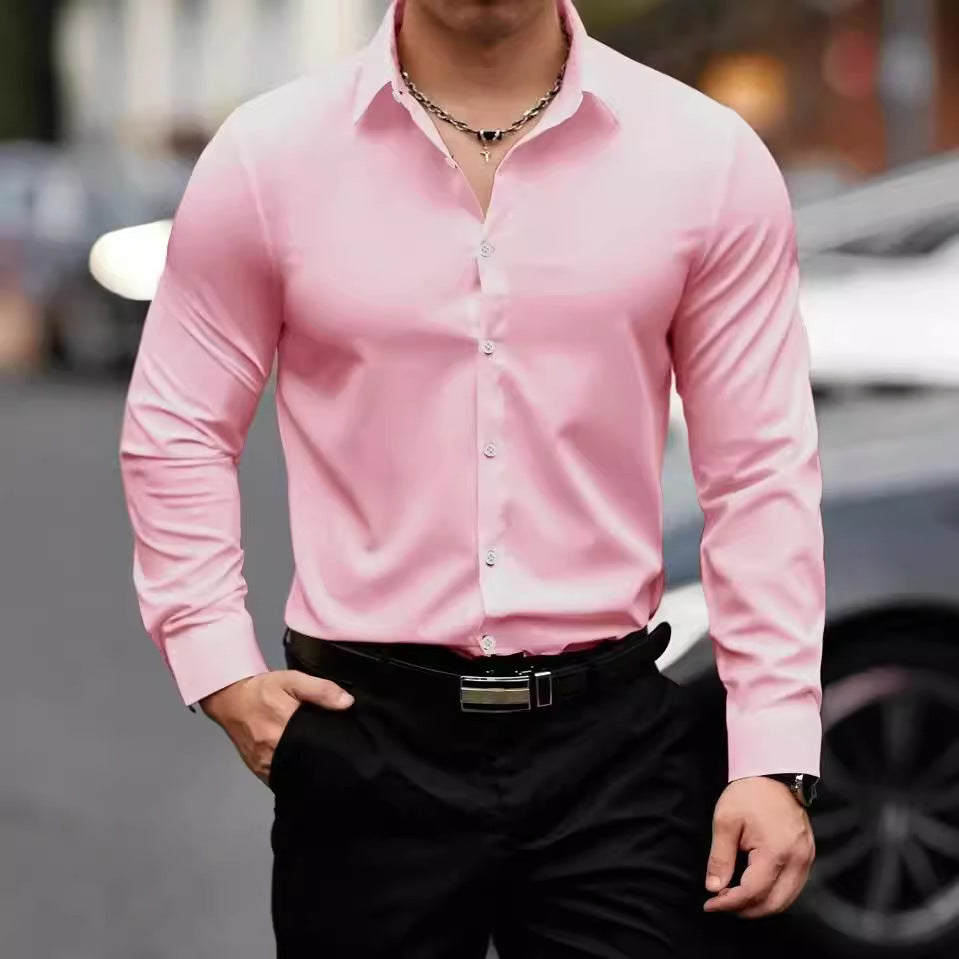 Men's Formal Office Shirt Slim Fit Long Sleeve Pros