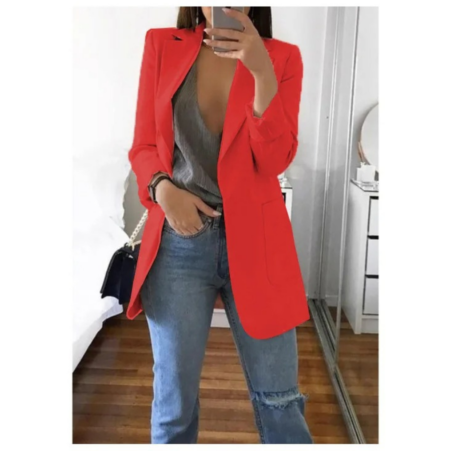 Women’s Blazer – Structured Fit – Notched Lapel – Single-Breasted – Welt Pockets