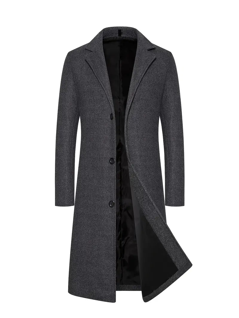 Men's Classic Overcoat Long Timeless Structured Fit All Season Style For Modern Gentlemen