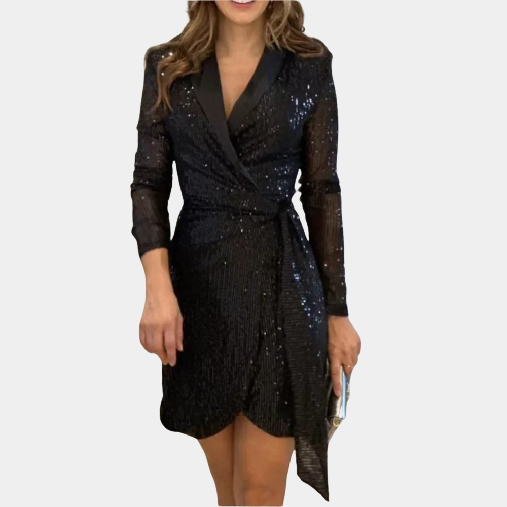 Magali Belted Blazer Dress For Women Elegant Structured Silhouette With Integrated Belt