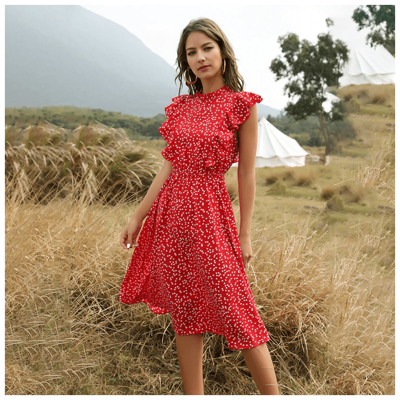 Andrea | Long Bohemian Chic Dress – Elegant Red and Romantic Spirit