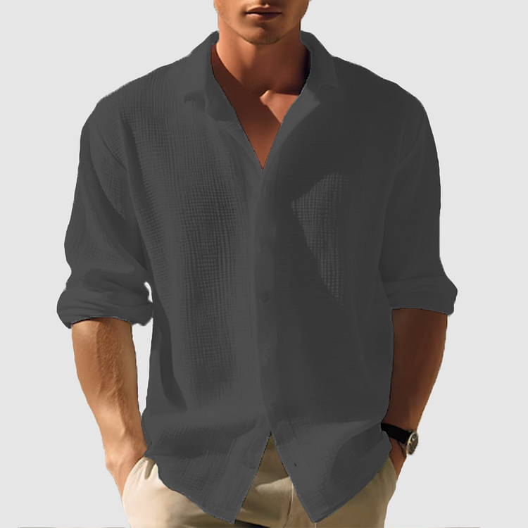 Men's Textured Button Up Shirt Long Sleeve For Men Versatile Everyday Wear An Everyday Essential Wardrobe Staple