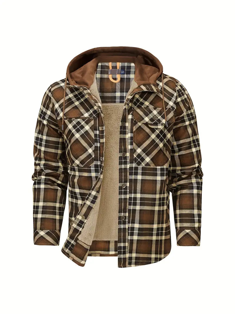 Wyatt Hooded Plaid Jacket With Cozy Fleece Lining For All Seasons Ideal For Casual Outdoor Wear
