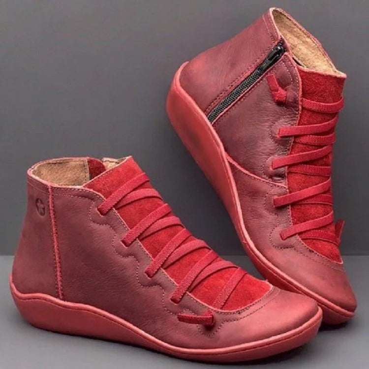 Nordiva Waterproof Winter Boots For Women Handmade Ankle Boots With Warm Cotton Lining And Wedge Heel