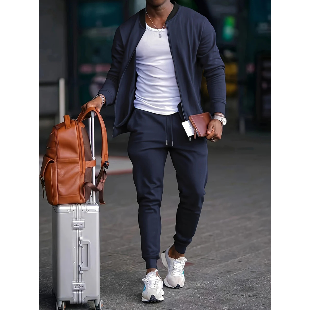 Men's Two Piece Casual Set With Relaxed Fit For Everyday Comfort And Easy Movement In Soft Cotton Blend