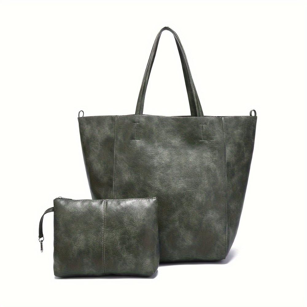 TrendAura Heather Tote Bag - Vegan Leather Tote With Detachable Pouch And Spacious All-Season Design
