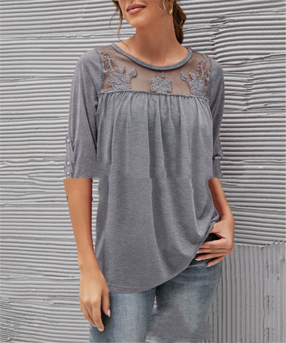 Evelyn | Elegant blouse for women with lace and pleat details
