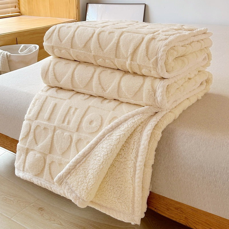 Embossed Sherpa Blanket Plush Reversible Design Ultra Soft Cozy Throw For Living Room And Bedroom