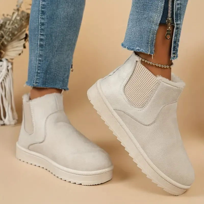 Women's Short Boots with Solid Color and Versatile Design