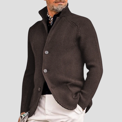 TrendAura | Men’s Textured Jacquard Knit Cardigan