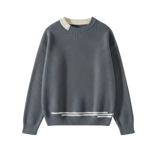 Korean Patchwork Knit Sweater For Men Fitted O Neck Cozy Warmth Autumn Winter Fashion