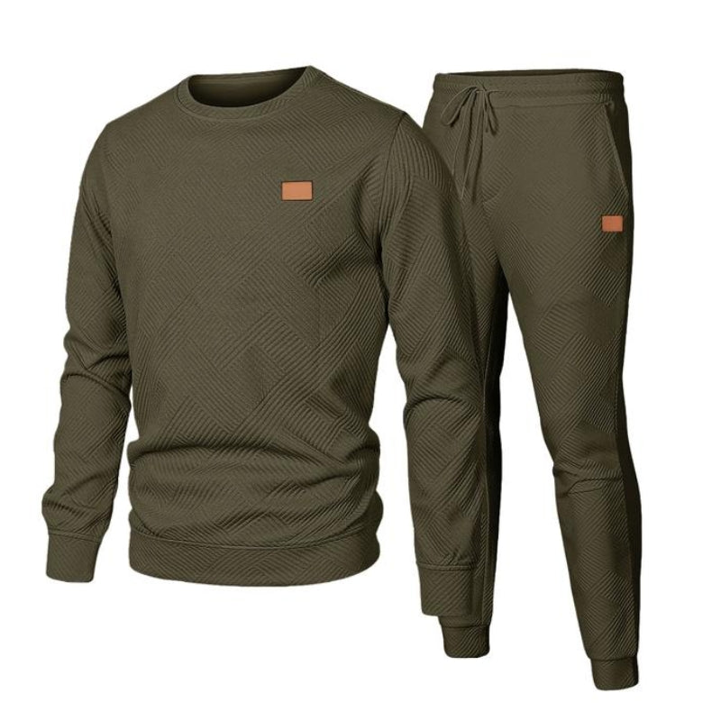TrendAura Drake Men's 2 Piece Jacquard Sweatsuit Set With Matching Top And Bottom