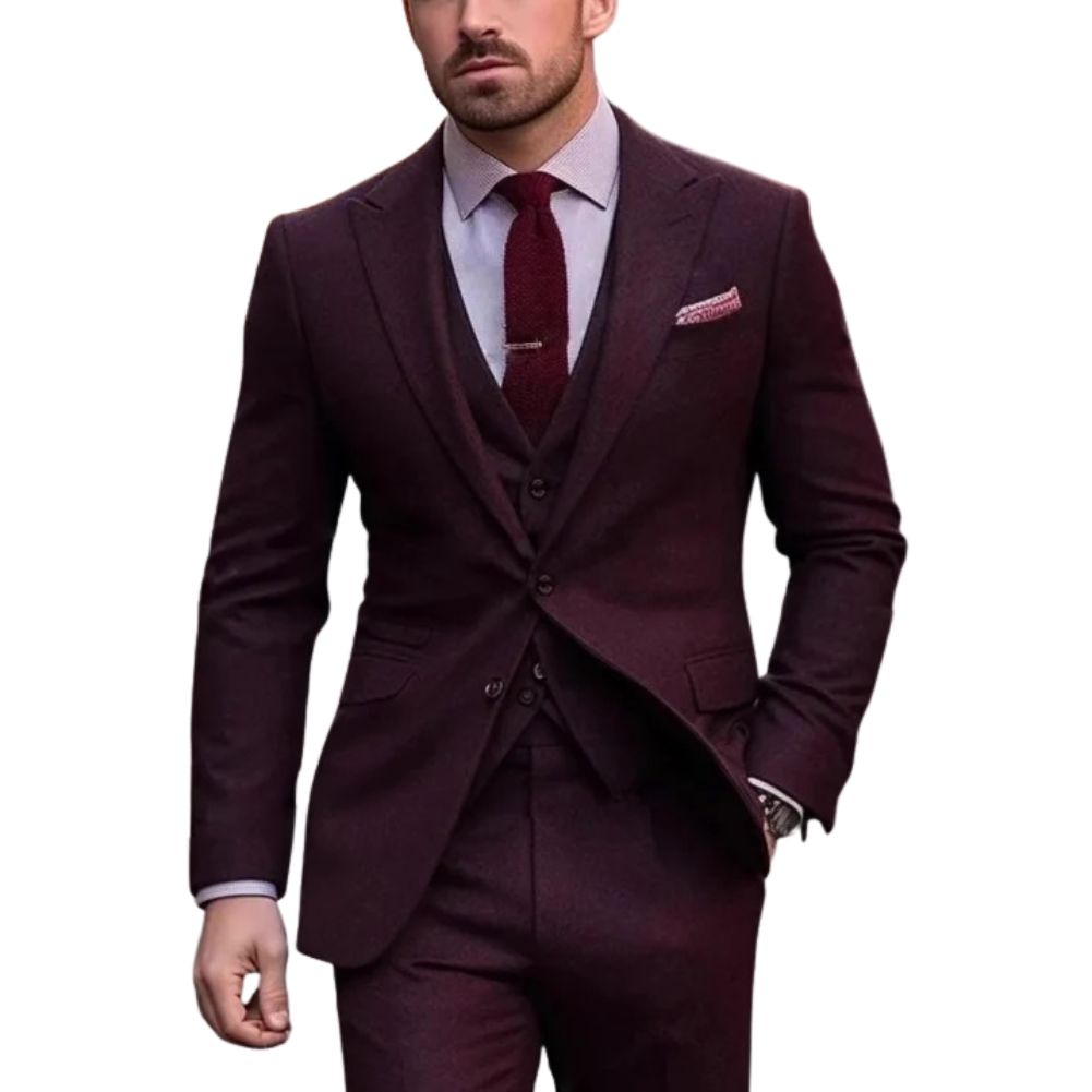 Slim Fit Mens Three Piece Formal Suit For Weddings And Business Events Ideal For Black Tie Occasions