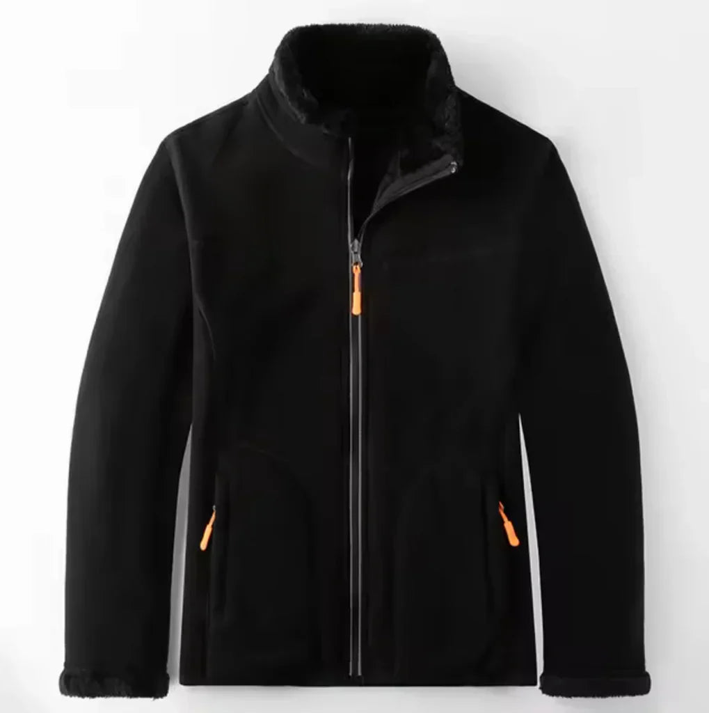 Men's Fleece Exterior Jacket With Plush Lining Full Zip Zippered Pockets Regular Fit