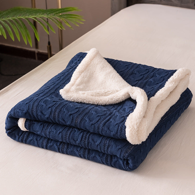 Cozy Cable Knit Sherpa Throw Blanket Two Textures For Sofa Cuddlers Ultimate Warmth