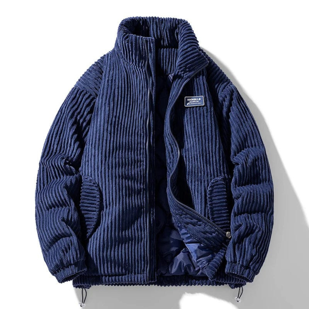 Men's Corduroy Jacket Warm Stand Collar Casual Outerwear for Autumn Winter Durable Everyday Wear