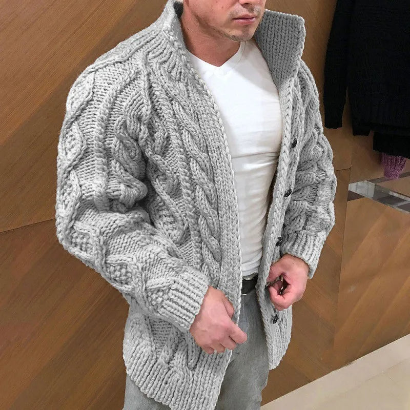 Thick cable knit cardigan for men - Warm and comfortable