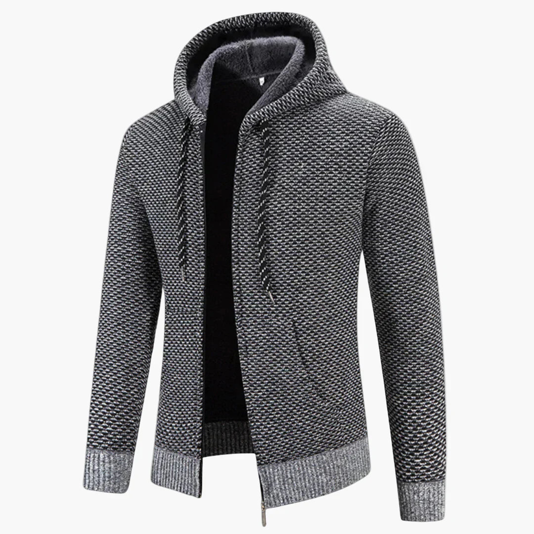 Mens Knit Hooded Jacket Warm Zippered Casual Hoodie For Autumn Winter Everyday Comfort And Style