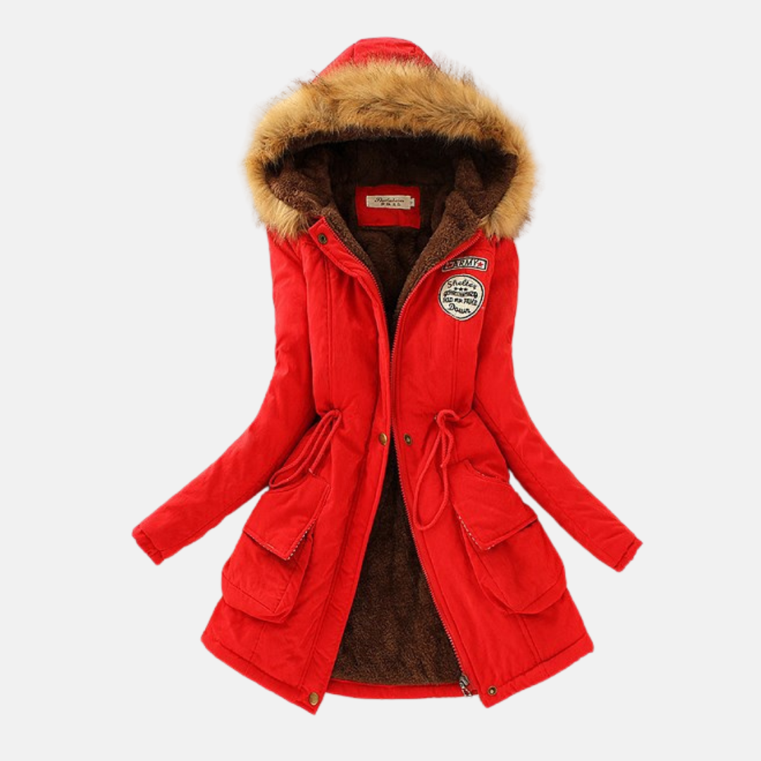Women’s Parka Jacket – Tailored Fit – Fleece Lined – Faux Fur Hood – Zip Closure