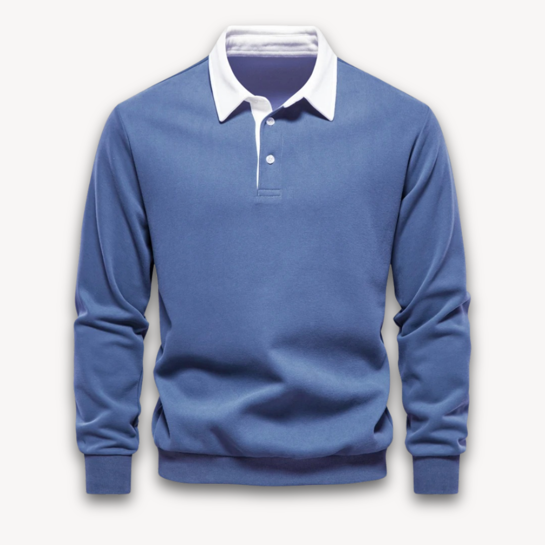 TrendAura Mens Polo Sweater Regular Fit Long Sleeve Soft Knitted Natural Fiber Navy Knitwear