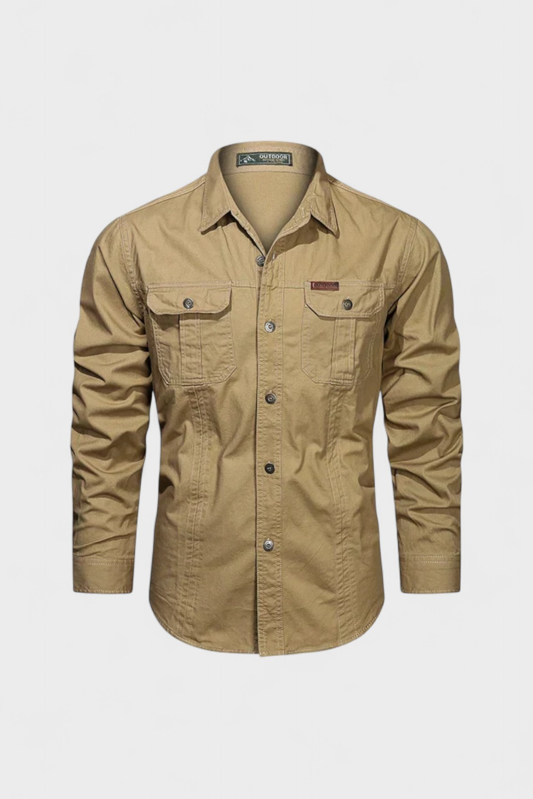 Men's Utility Button-Up Shirt Long Sleeve With Chest Pockets And Reinforced Stitching Classic Fit