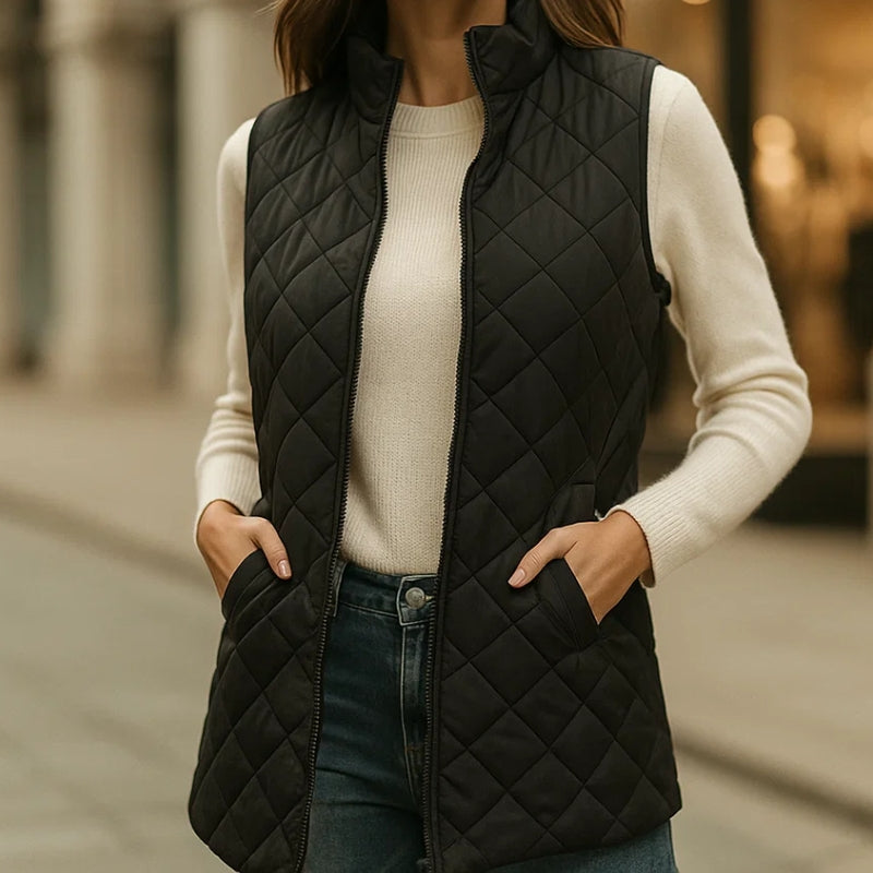 TrendAura Lea Quilted Vest For Women Warm Lightweight Outerwear With Stylish Fit