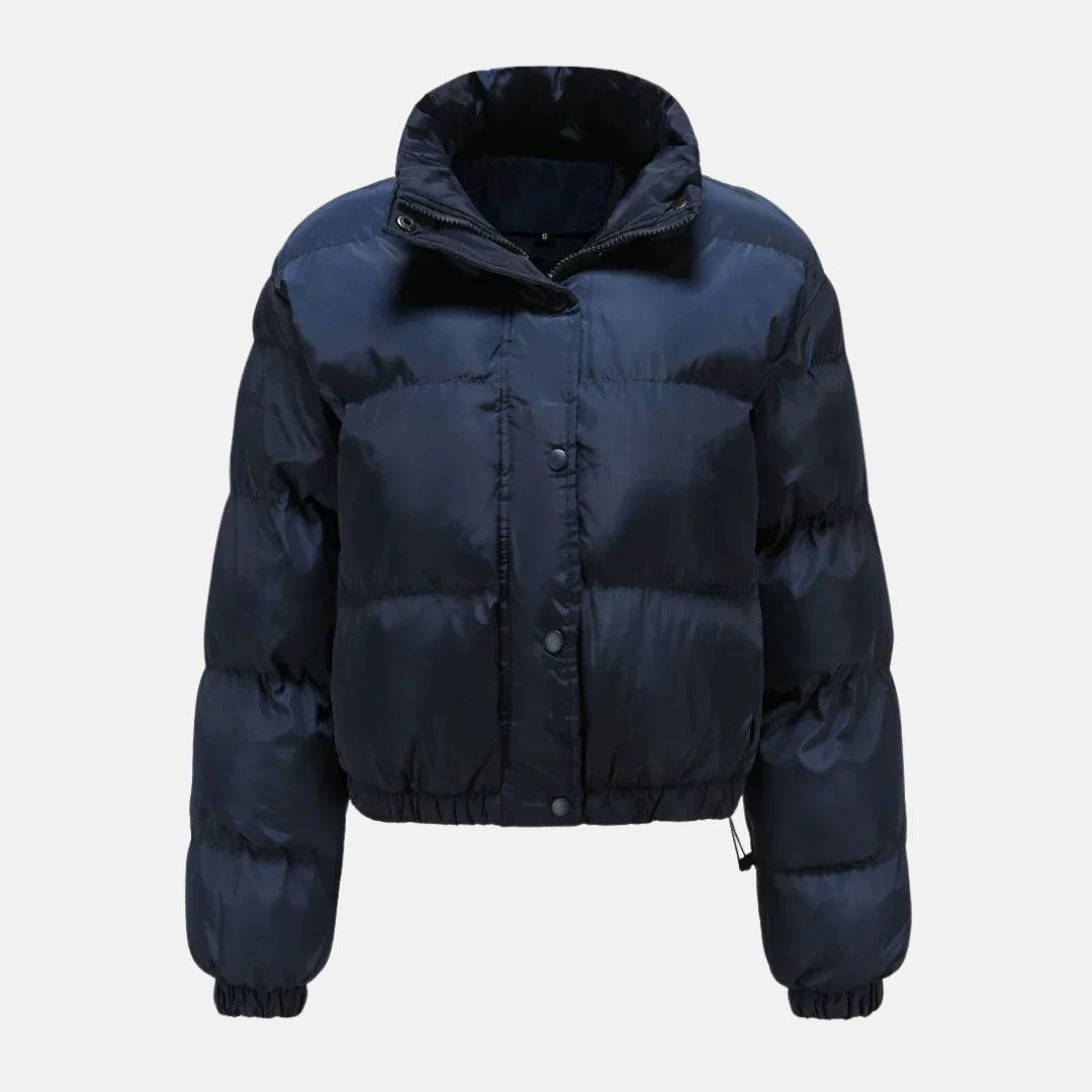 Women’s Puffer Jacket – Oversized Fit – Quilted Water-Resistant – Cropped Hem – Button Front
