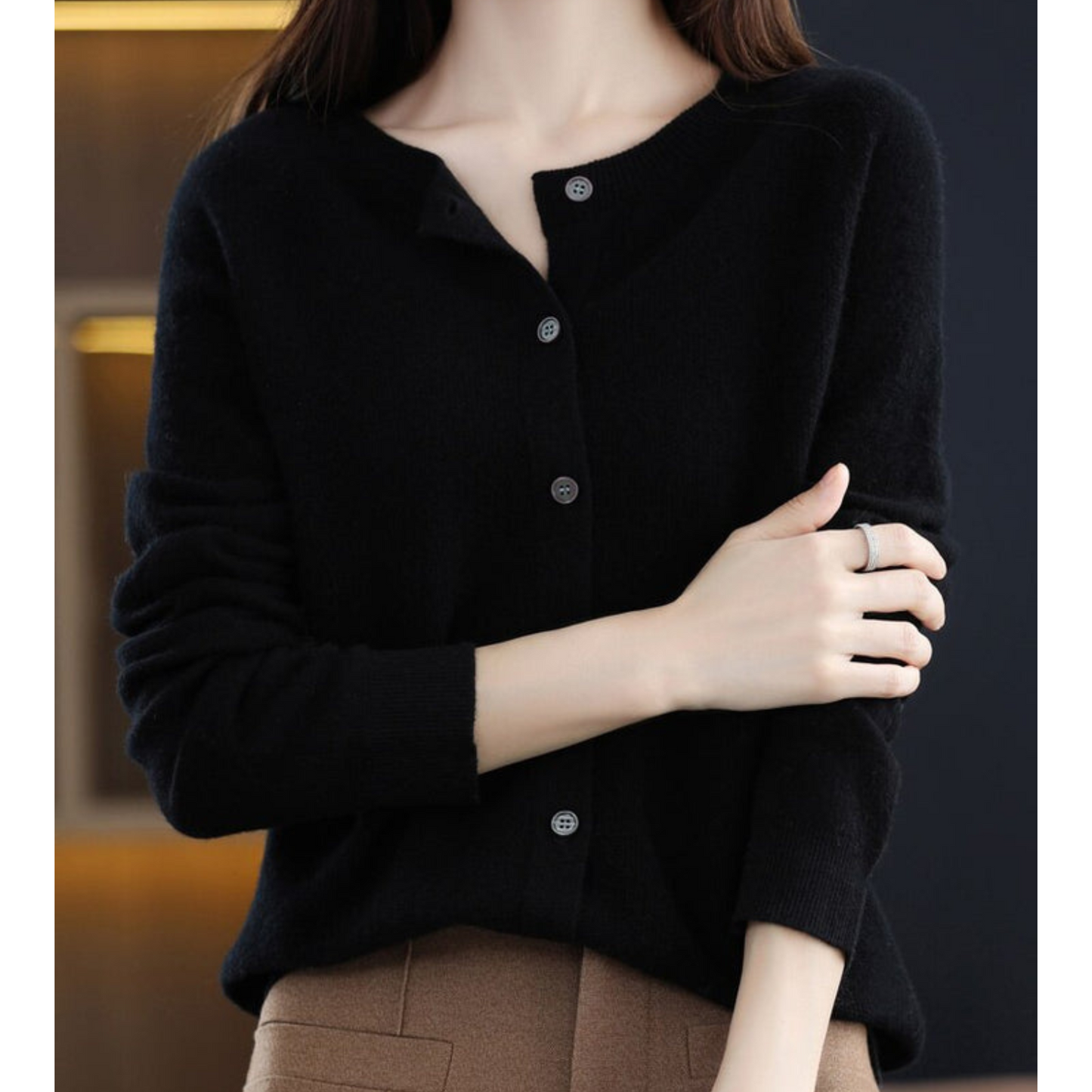 Women’s Classic Round Neck Cardigan | Timeless Style