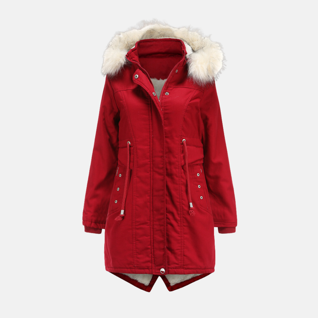 Women’s Parka Jacket – Tailored Fit – Removable Faux Fur Hood – Weather-Resistant – Mid-Length