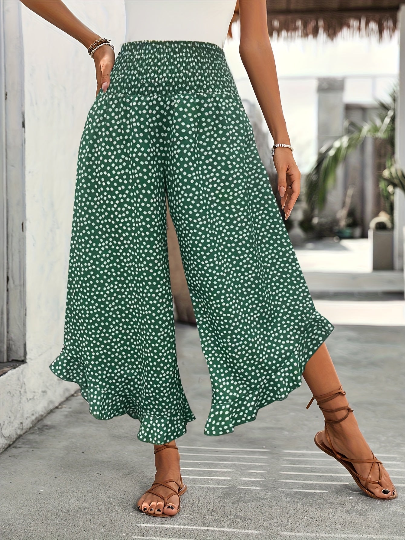 Flowing Floral High Waist Pants For Women With Elegant Flowing Fit For Summer Wear