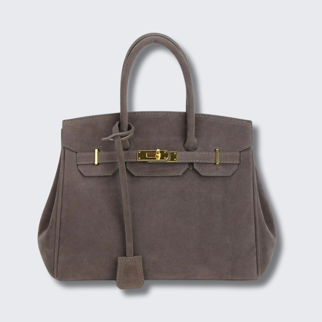 Kelly Suede Shoulder Bag With Gold Hardware For Women