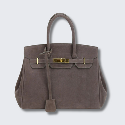 Kelly Suede Shoulder Bag With Gold Hardware For Women