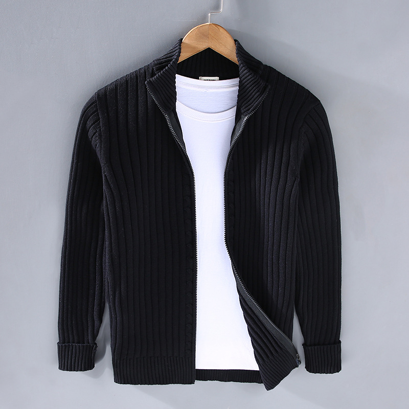 Corey Warm Knitted Zip Jacket Winter Cardigan For Men Cozy Comfortable Outerwear For Cold Weather