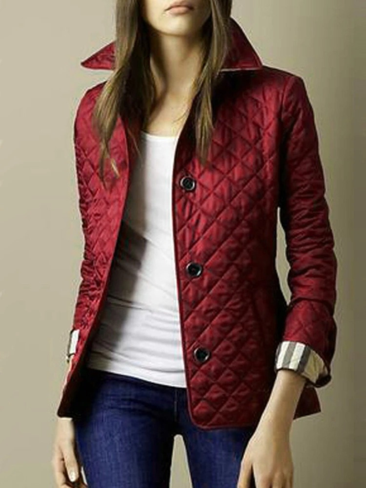 Women’s Quilted Jacket | Turned-Down Collar
