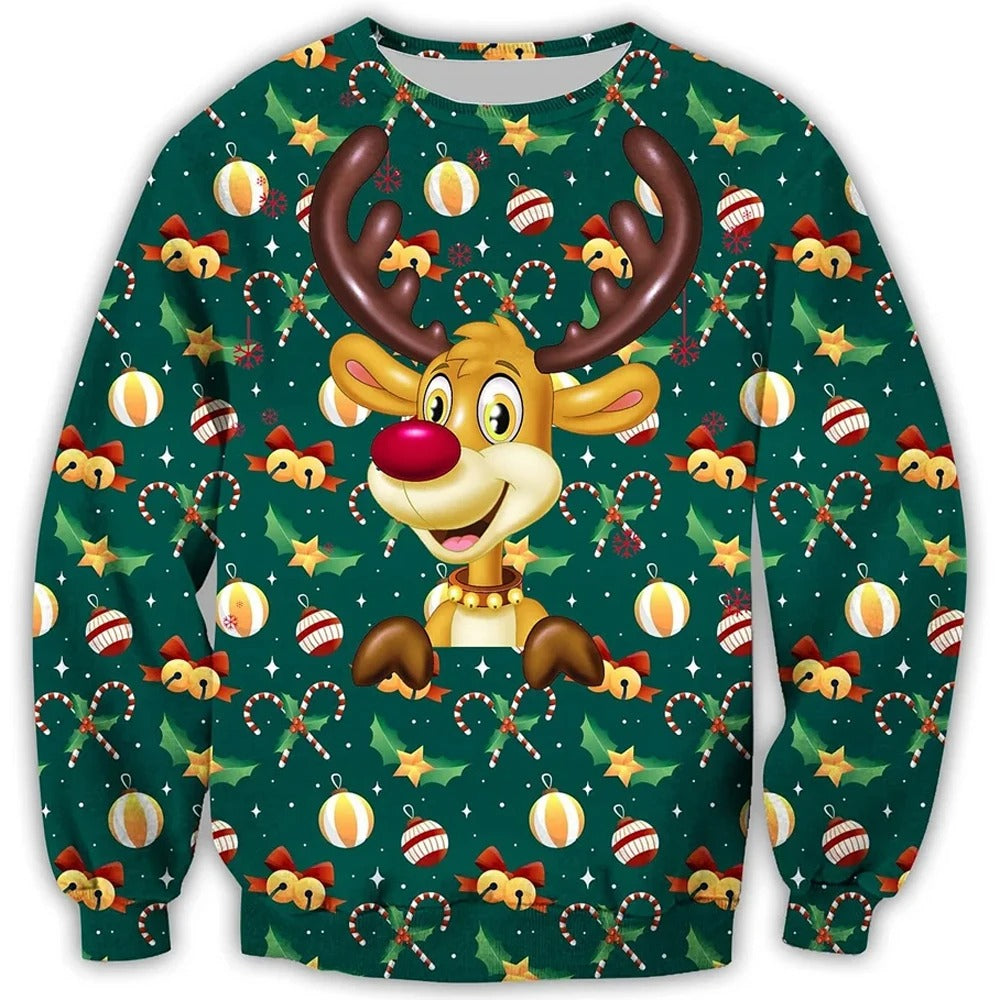 Mateo Men's Christmas Crew Neck Sweater - Soft Cotton Poly Blend for Festive Comfort and Colorful Patterns