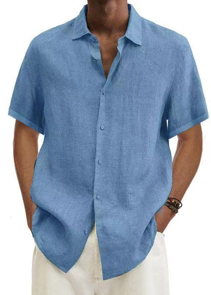 Laurence Cotton V Neck Mens Solid Color Shirt For Trendy Everyday Wear Breathable Comfort