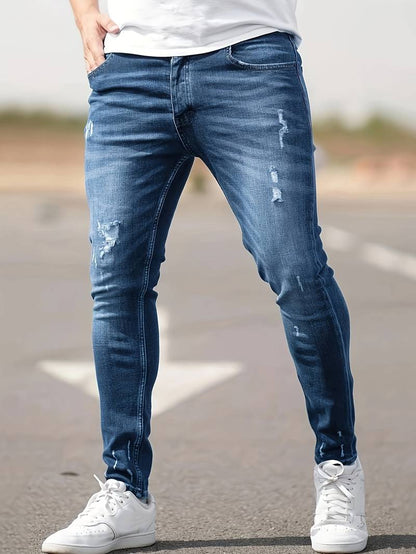 Mens Slim Fit Jeans by Walking for Everyday Style with Modern Distressed Denim Essentials