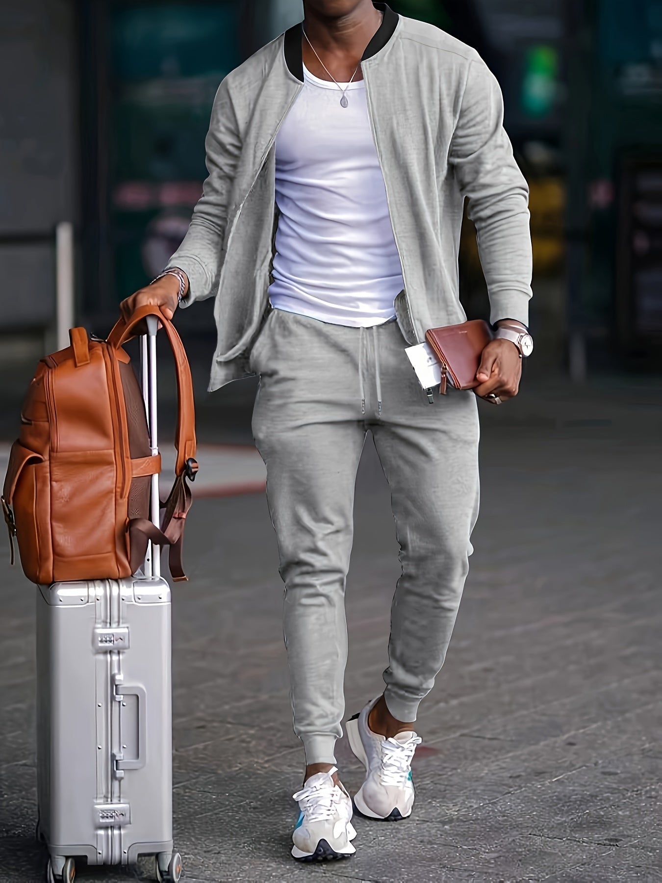 Evan Men's Casual Travel Tracksuit With Zipper Jacket By TrendAura For Comfort And Modern OnTheGo Style