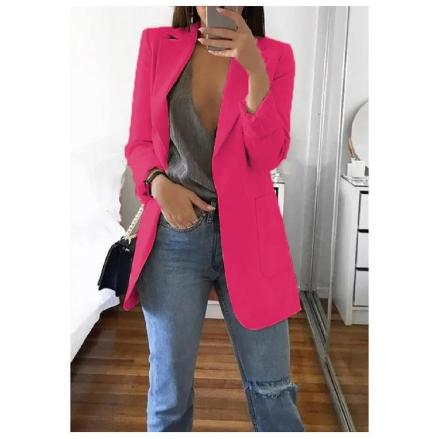 Women’s Blazer – Structured Fit – Notched Lapel – Single-Breasted – Welt Pockets