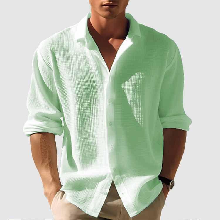 Men's Textured Button Up Shirt Long Sleeve For Men Versatile Everyday Wear An Everyday Essential Wardrobe Staple