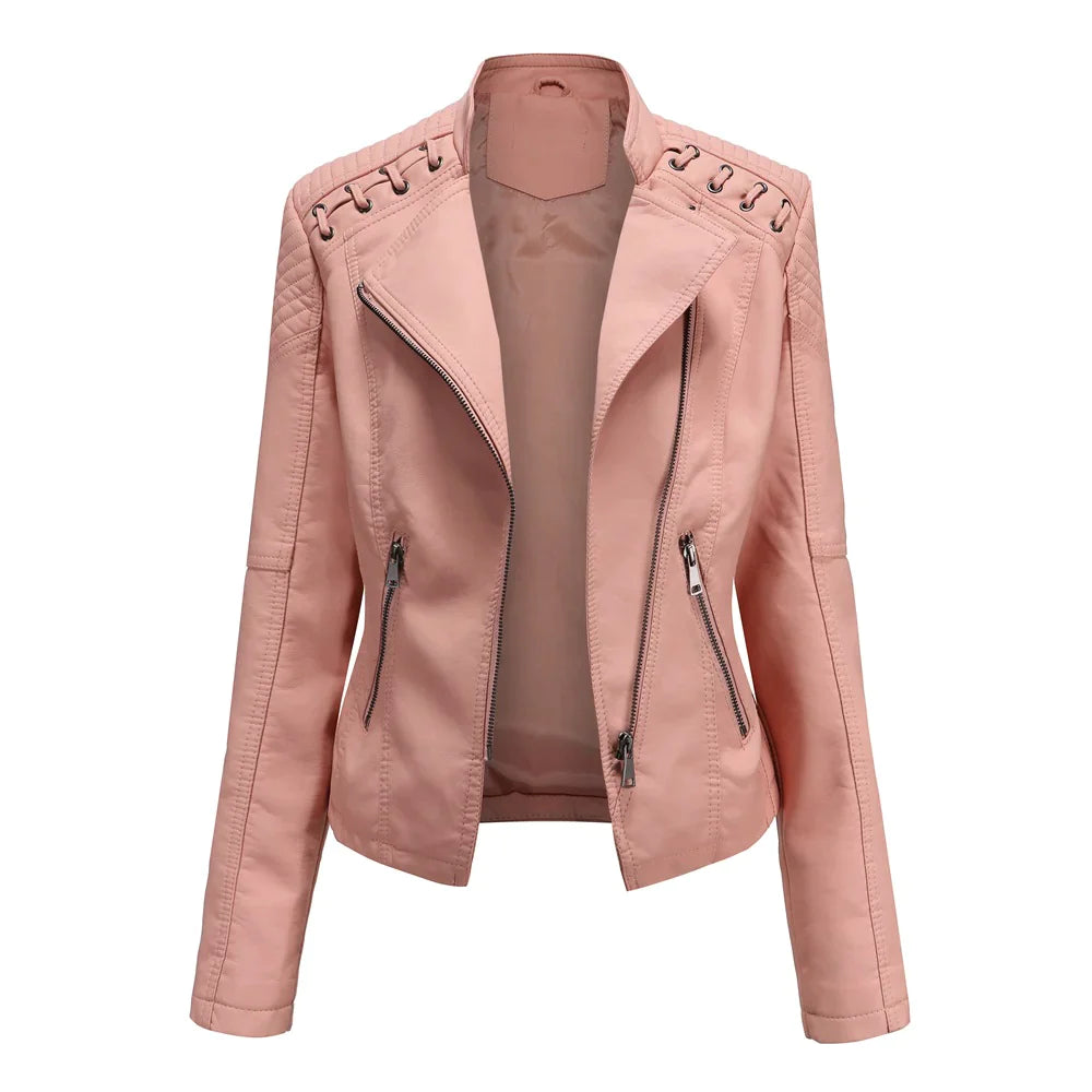 Petra Women's Leather Perfecto Jacket Timeless Fit All Season Comfort Versatile Colors